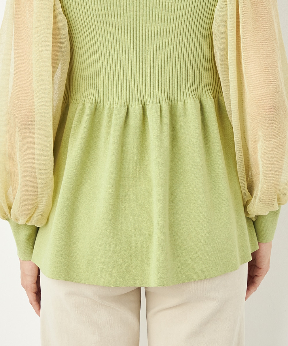 袖切り替えギャザートップス