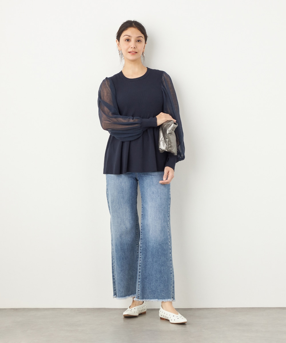 袖切り替えギャザートップス