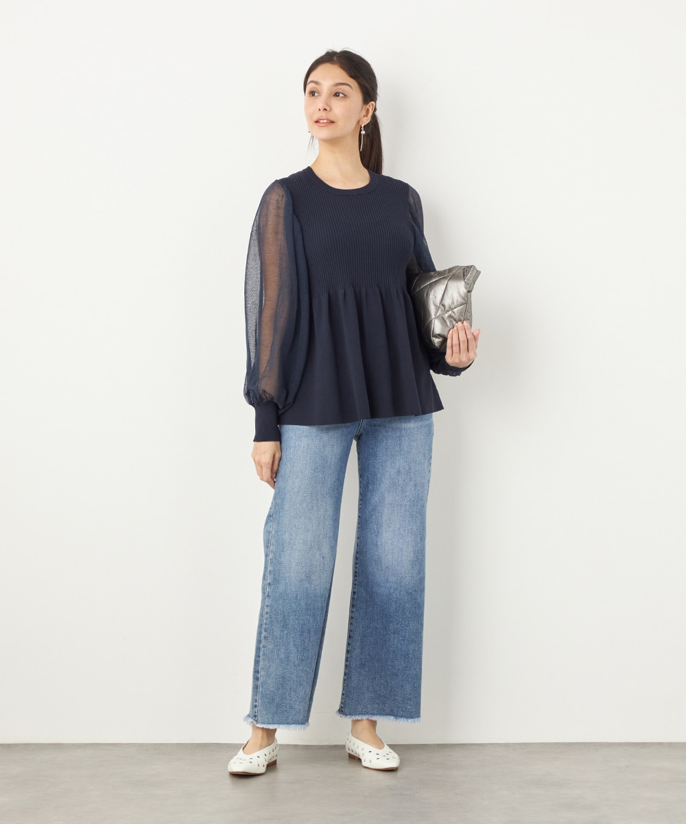 袖切り替えギャザートップス