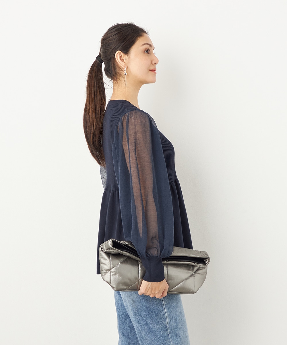 袖切り替えギャザートップス