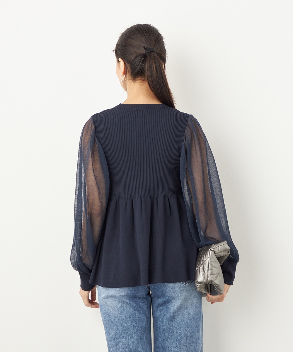 袖切り替えギャザートップス