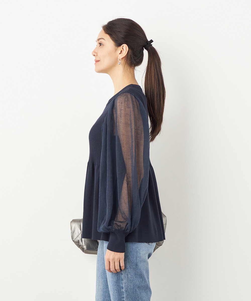 袖切り替えギャザートップス