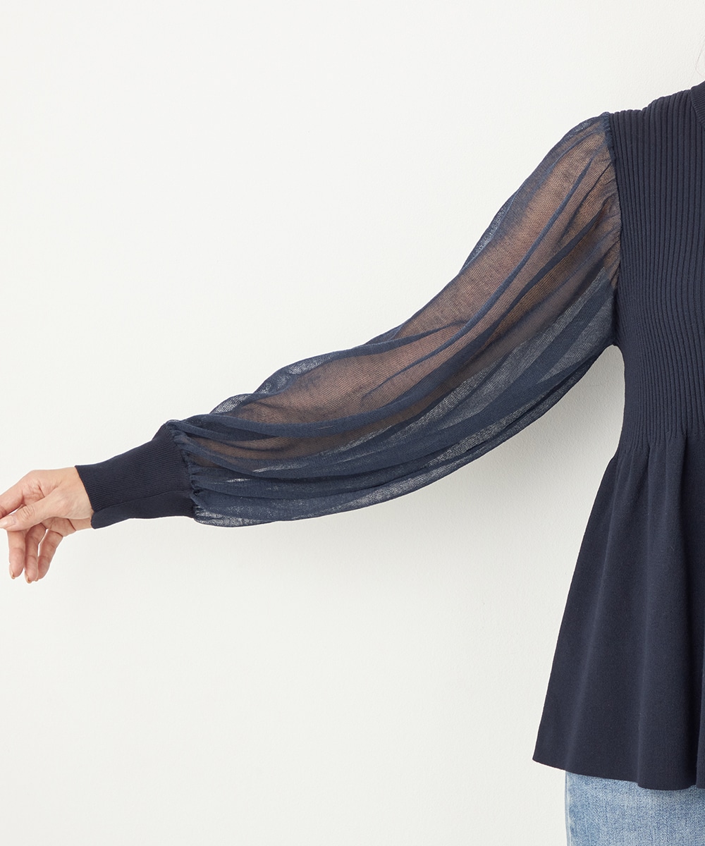 袖切り替えギャザートップス