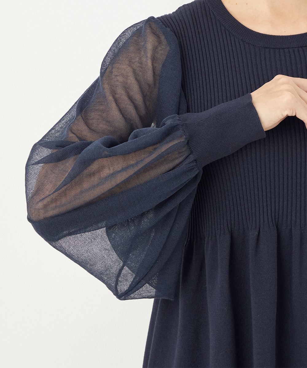 袖切り替えギャザートップス