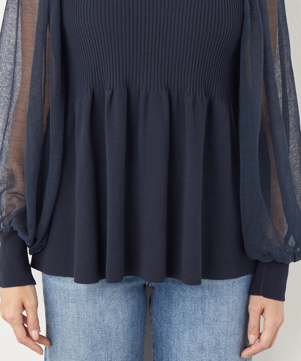 袖切り替えギャザートップス
