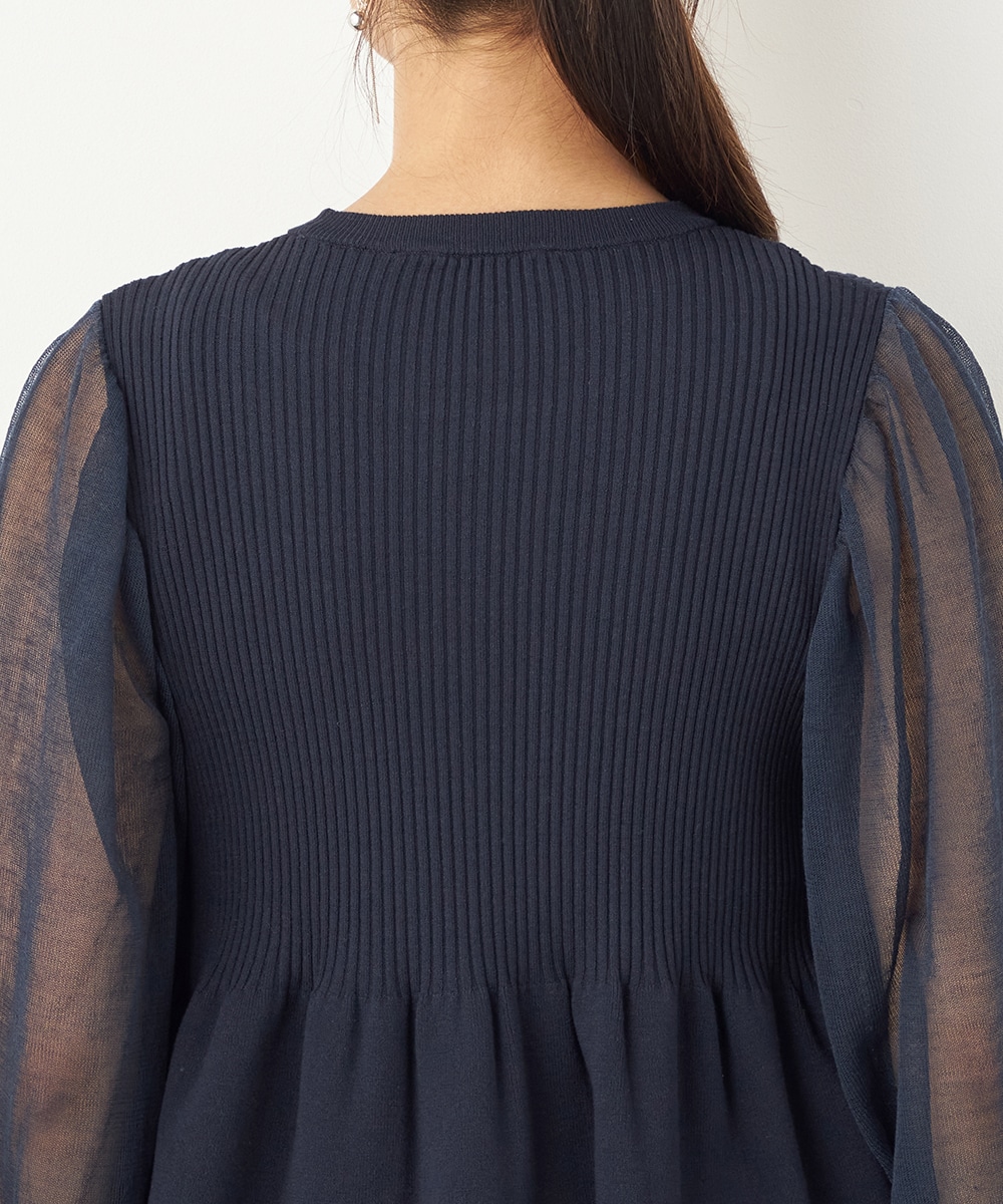 袖切り替えギャザートップス
