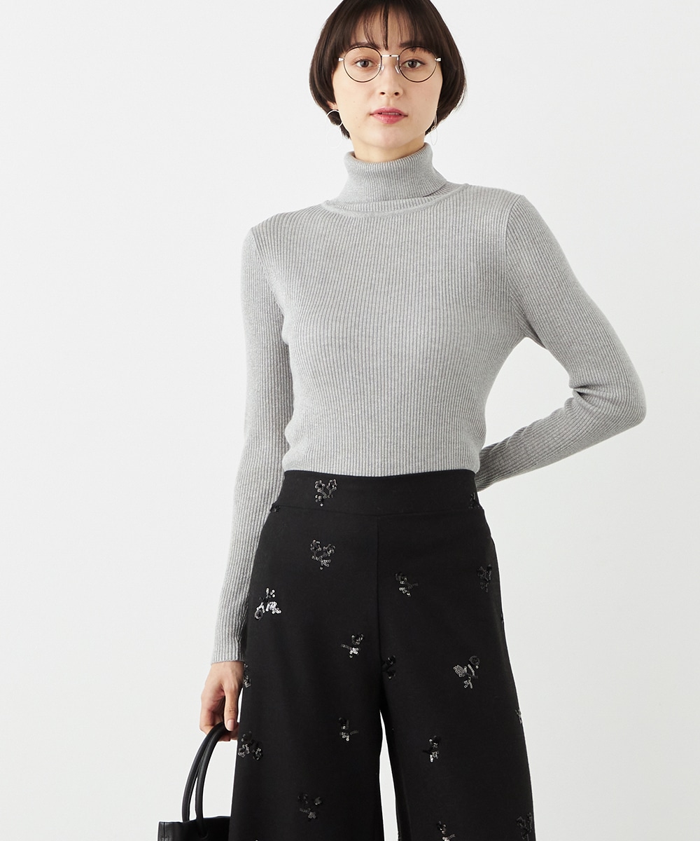 ラメリブタートルニット