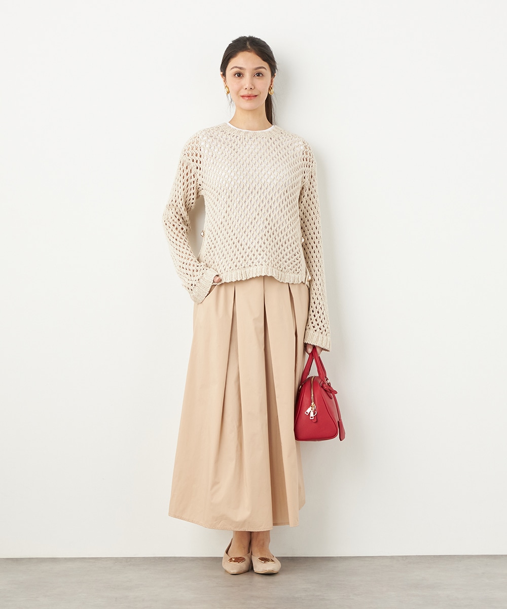 サイド釦メッシュニット