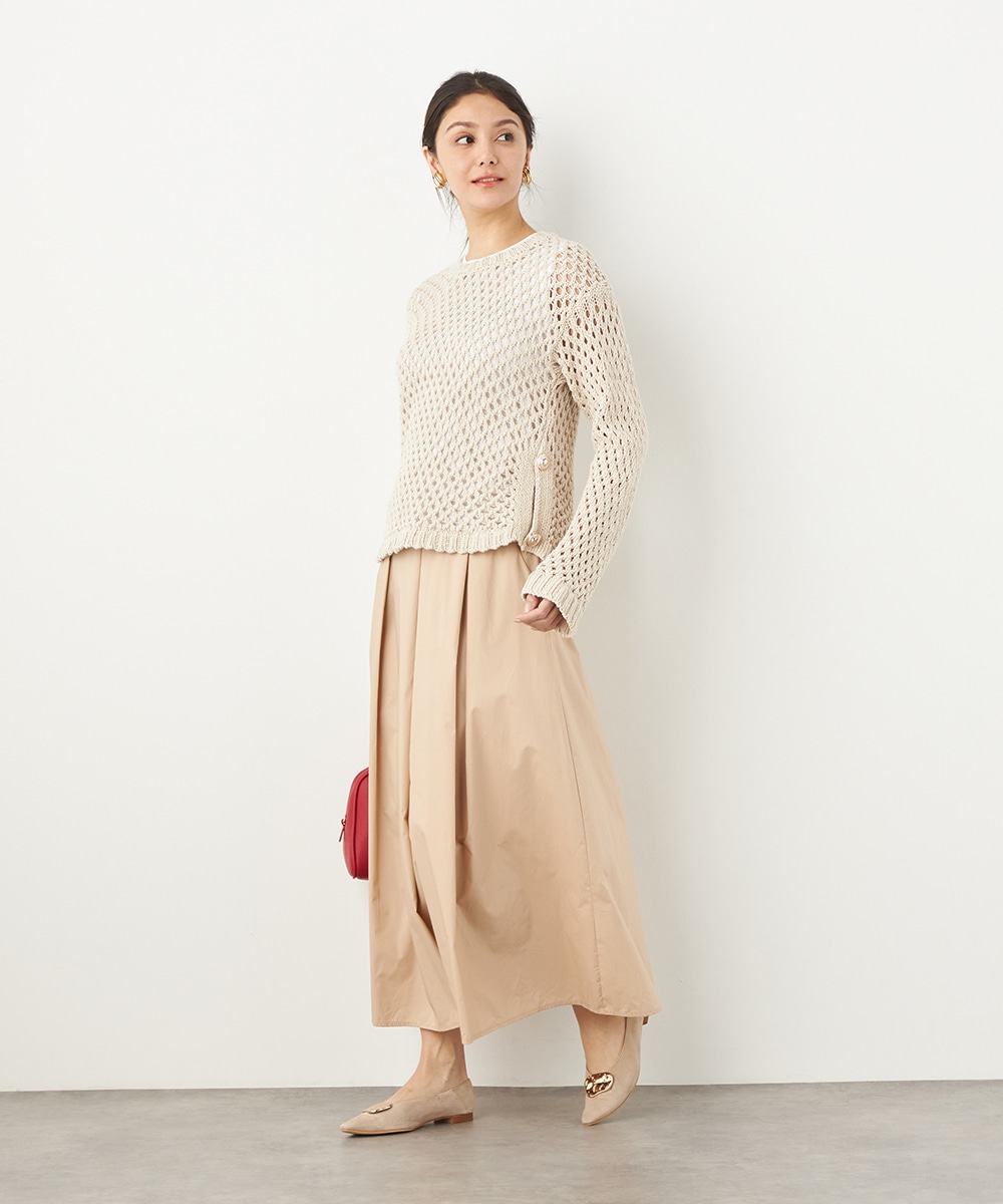 サイド釦メッシュニット