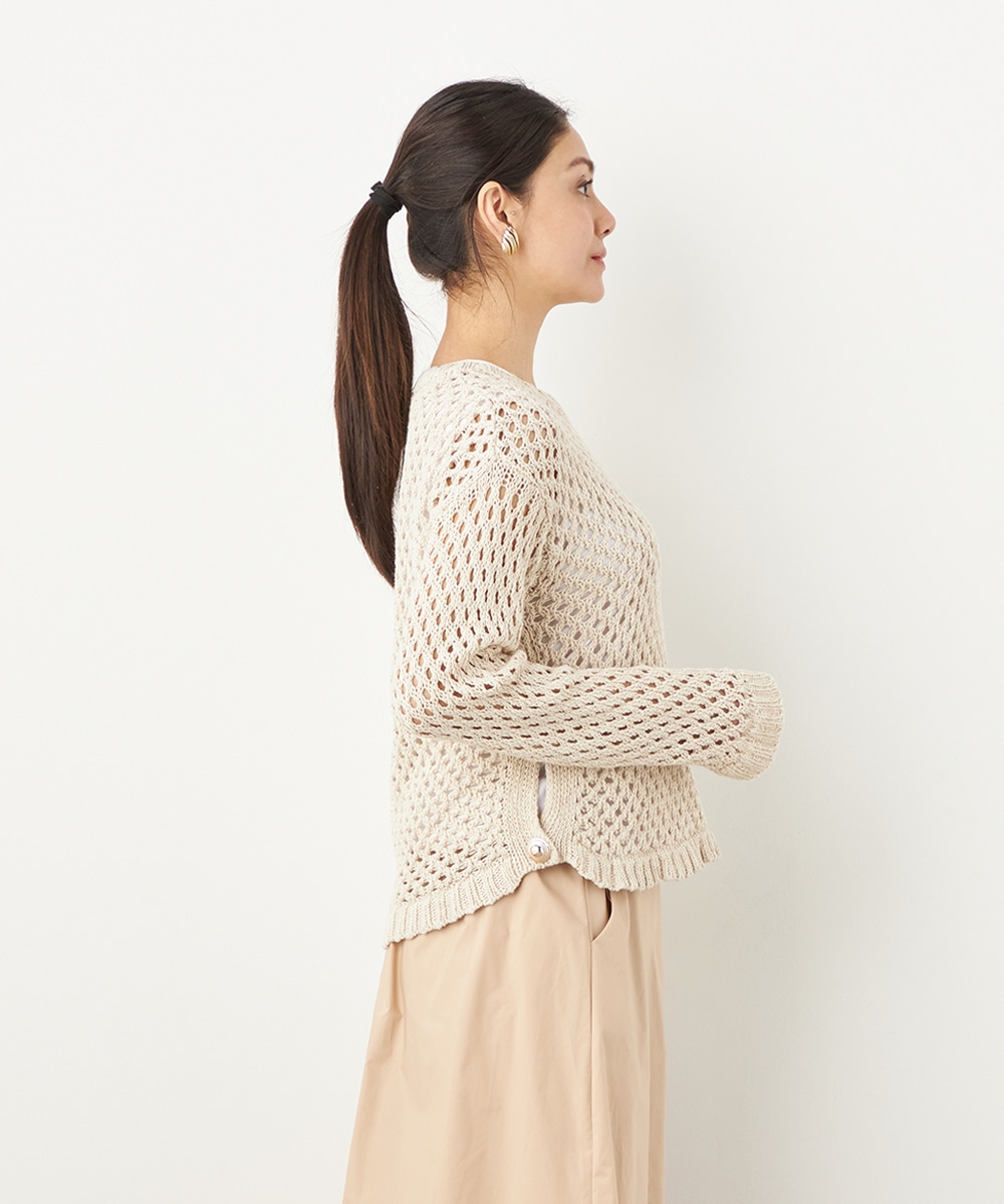 サイド釦メッシュニット