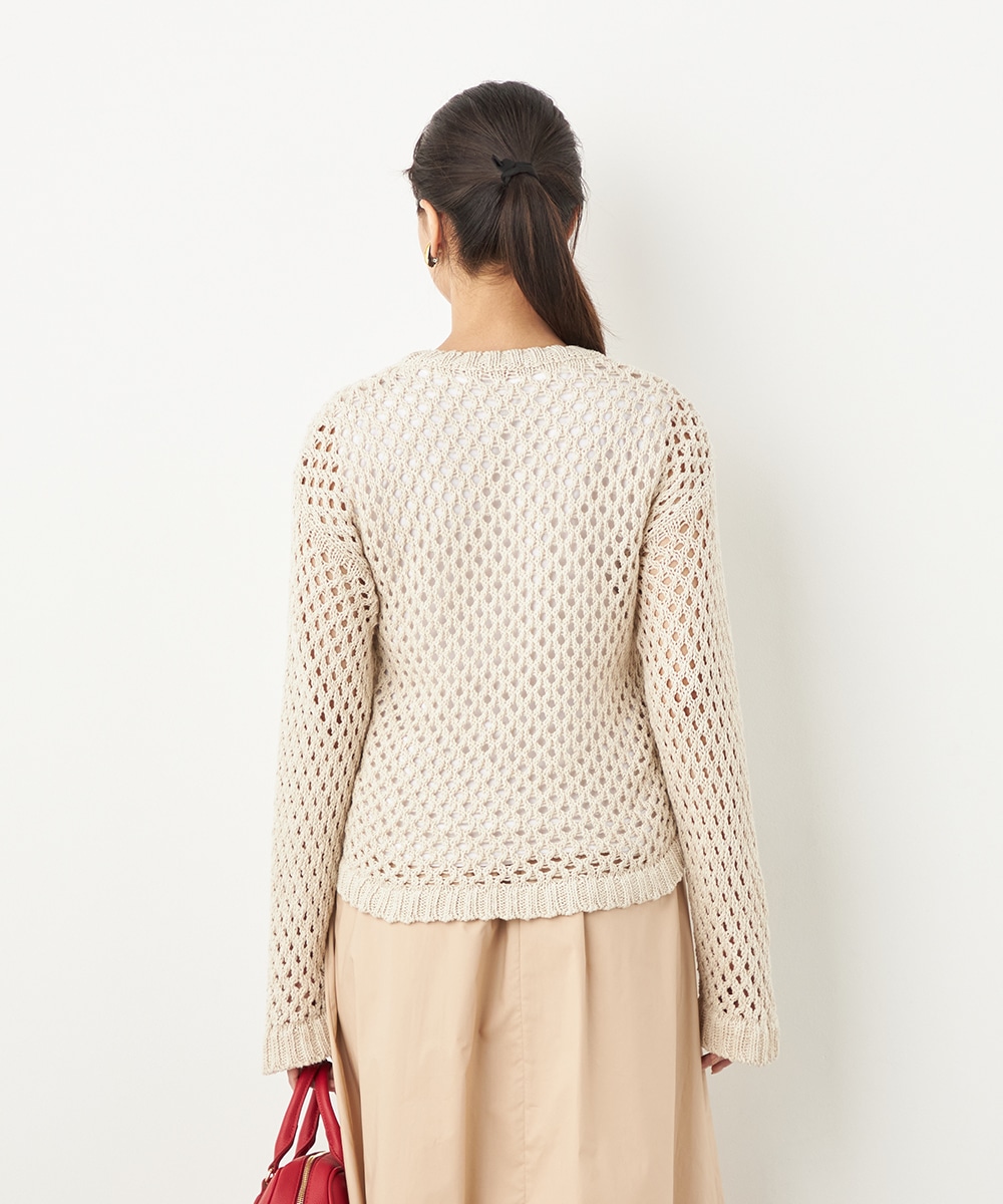 サイド釦メッシュニット