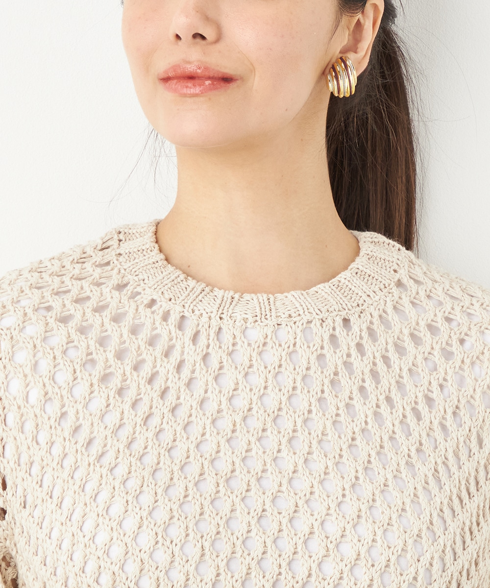 サイド釦メッシュニット