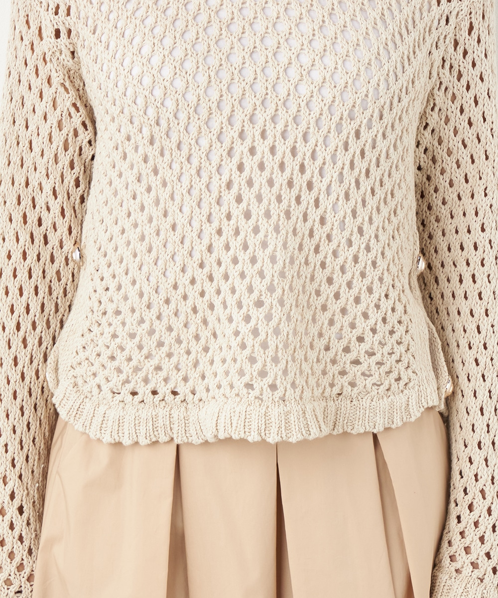 サイド釦メッシュニット