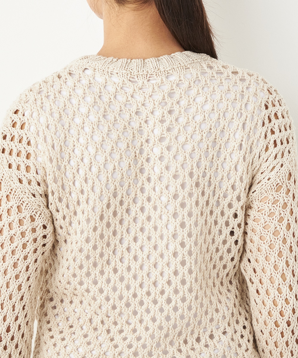 サイド釦メッシュニット