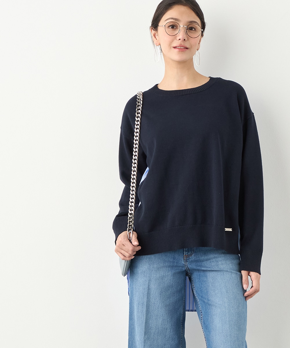 バックストライプ切り替えニット