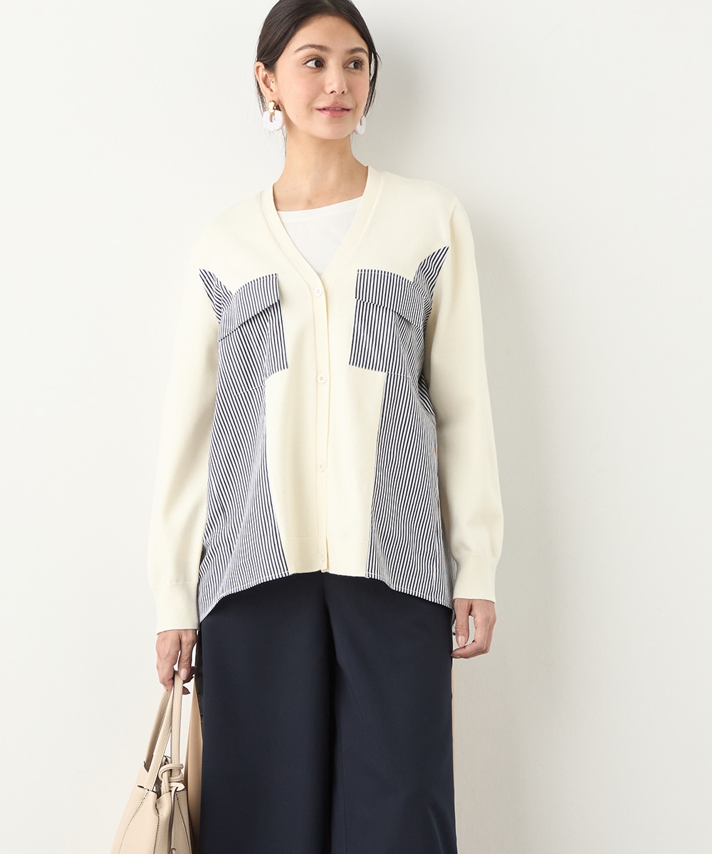 サイド切り替えニットカーディガン