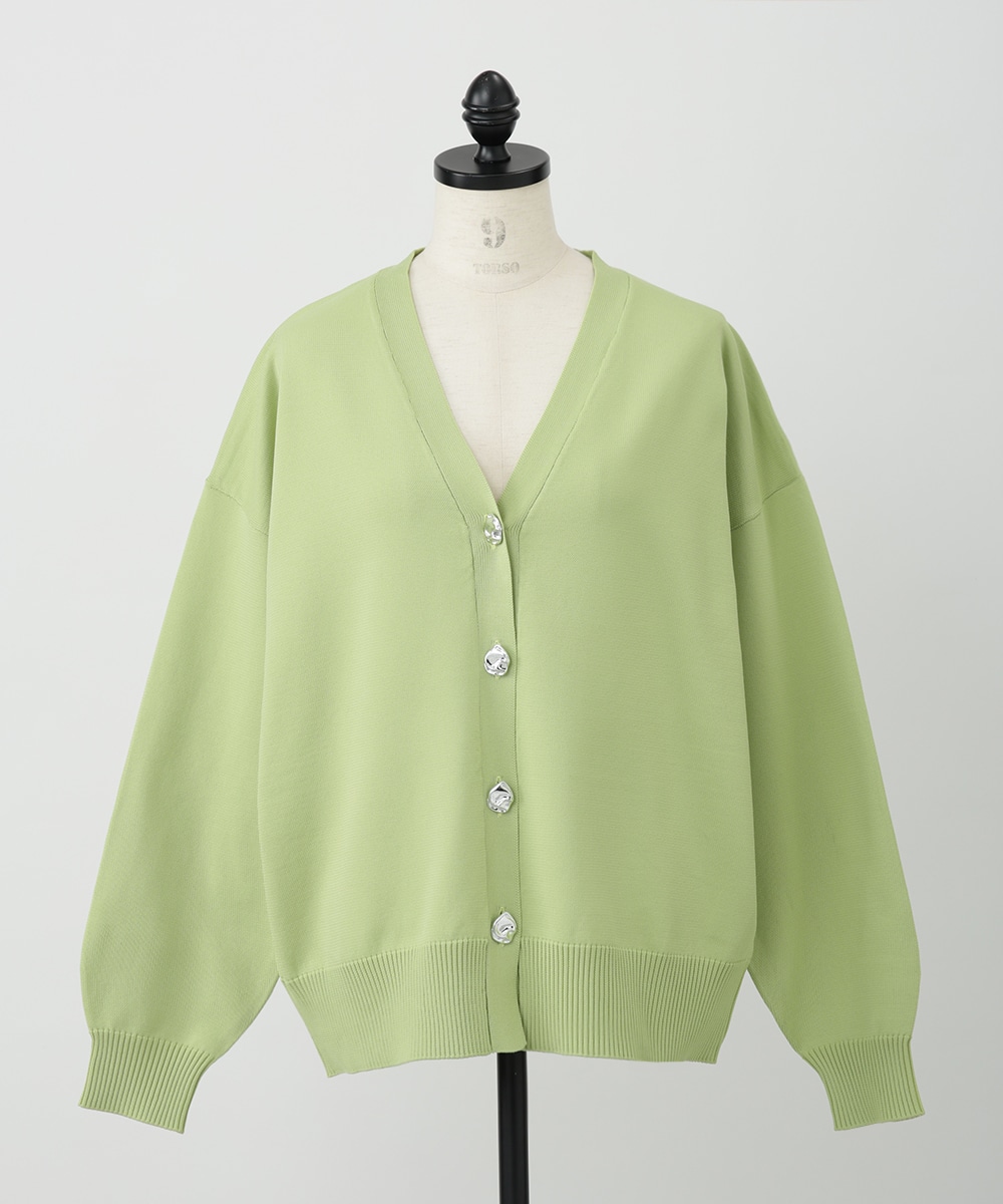 変形ボタンVネックカーディガン