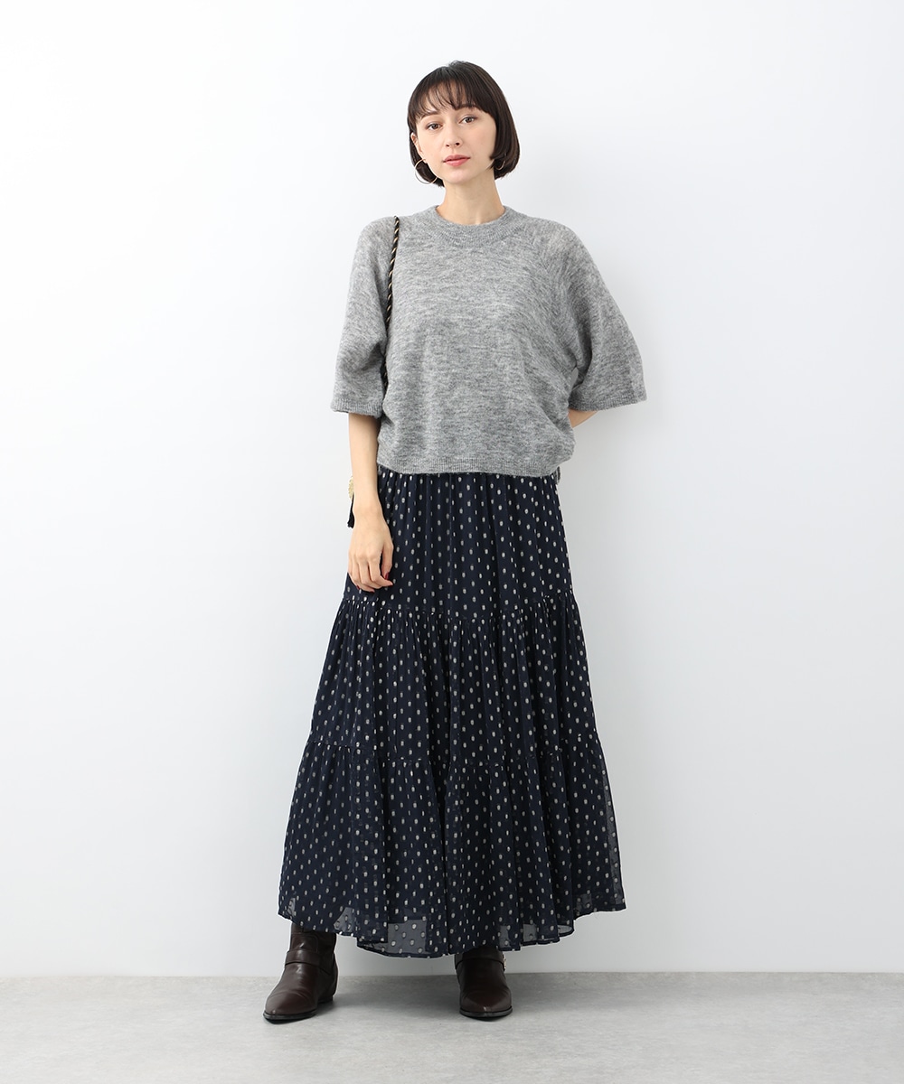 サイドリボンモヘア混ニット