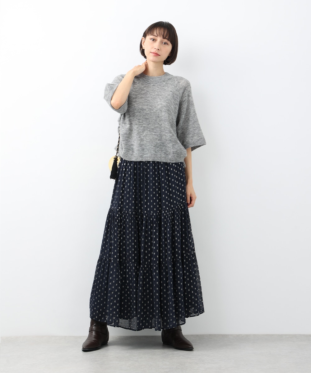 サイドリボンモヘア混ニット