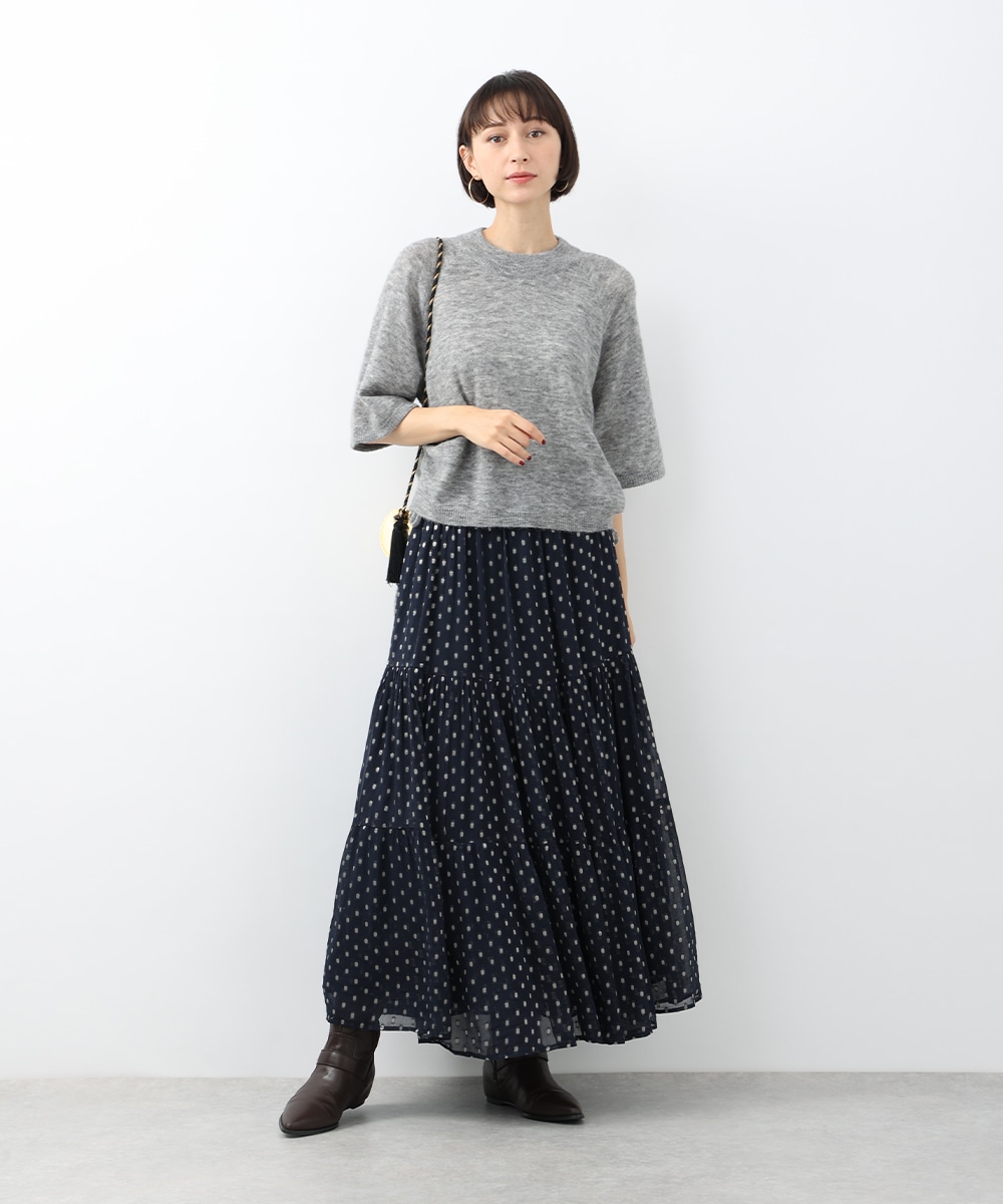 サイドリボンモヘア混ニット