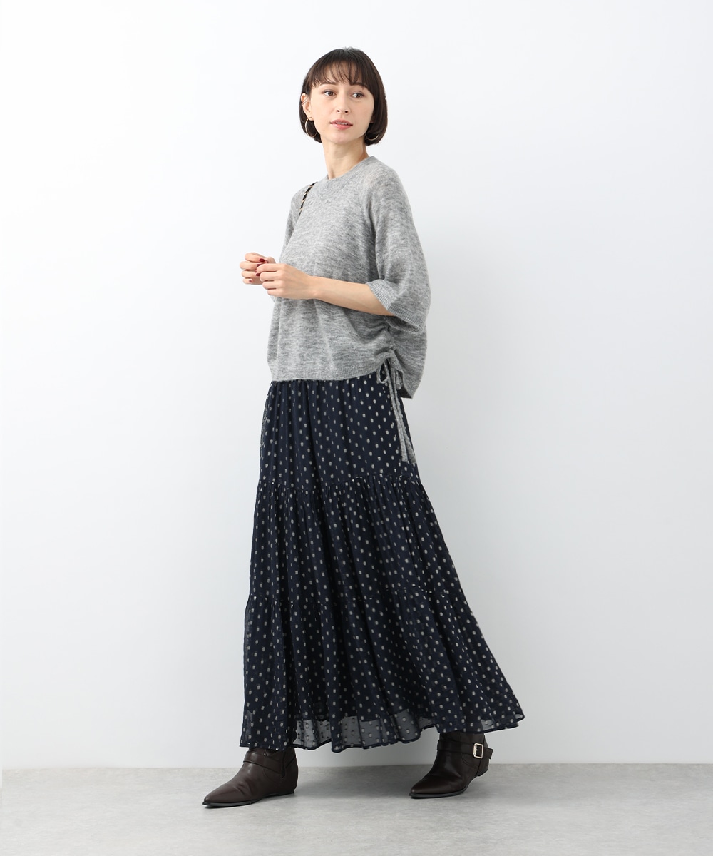 サイドリボンモヘア混ニット
