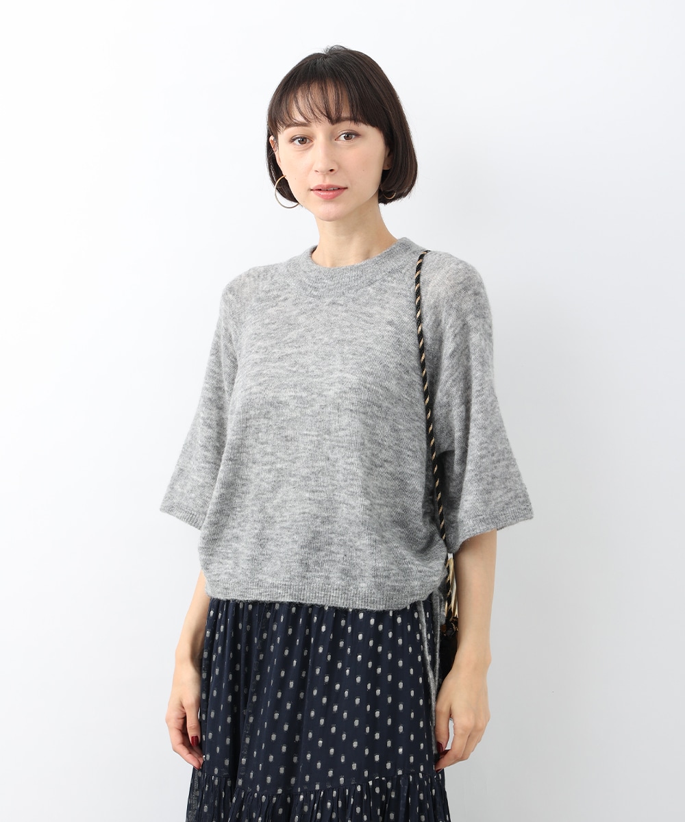 サイドリボンモヘア混ニット