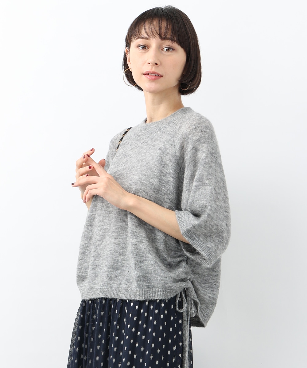 サイドリボンモヘア混ニット