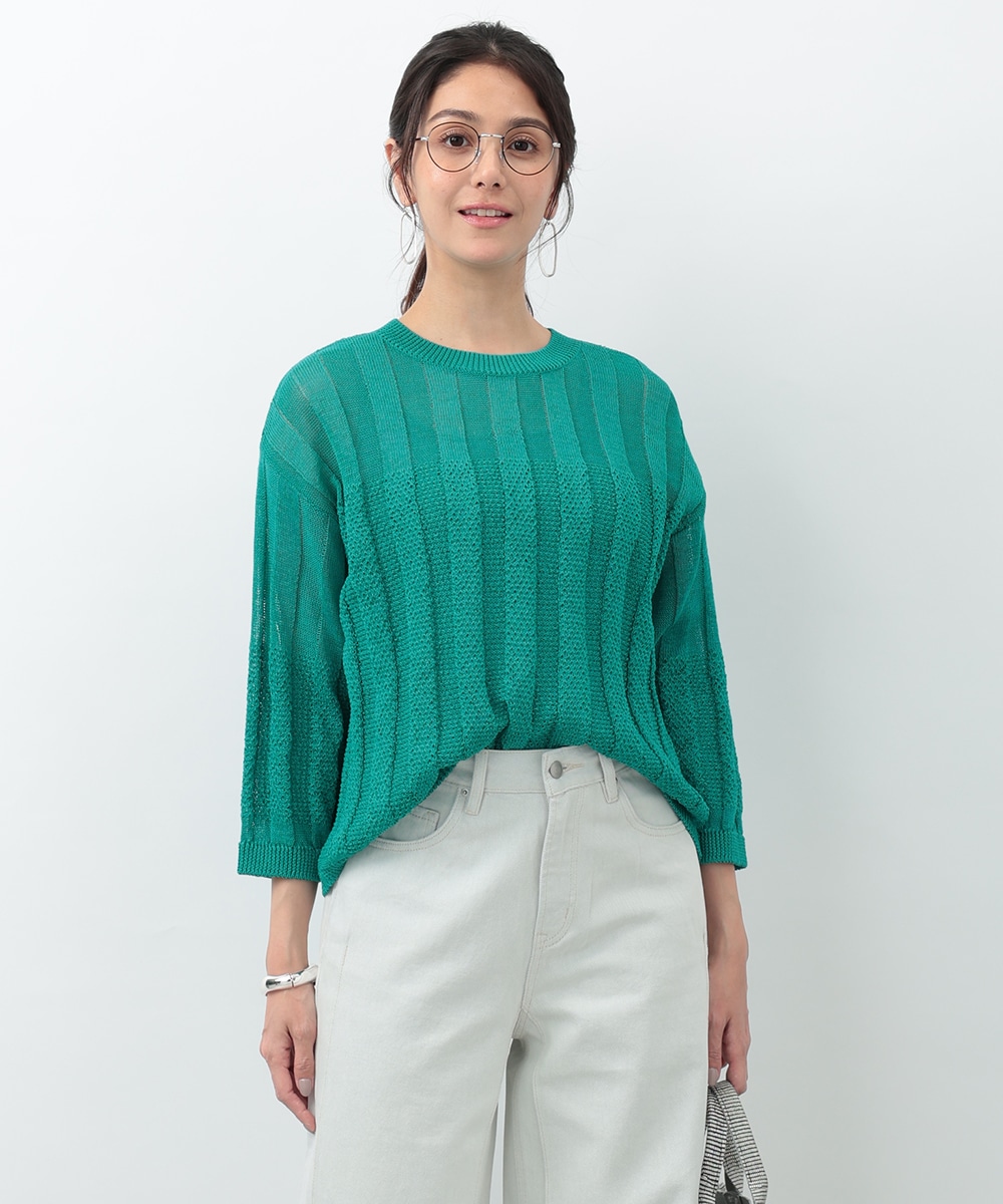 リネンライクワイドリブホールガーメントニット