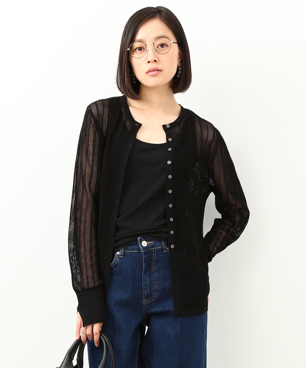  armoire capriceのメッシュクルーカーディガン