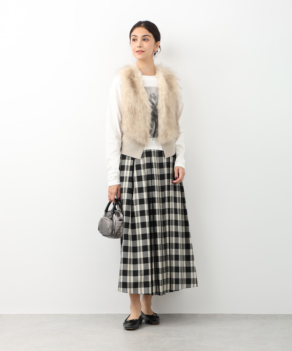 フェイクファー切り替えジレ