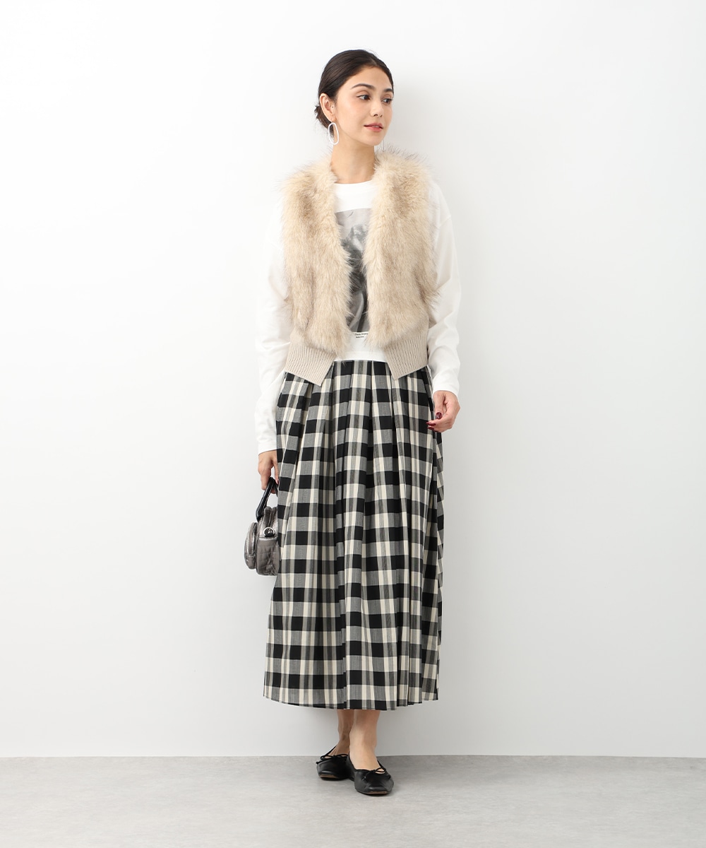 フェイクファー切り替えジレ