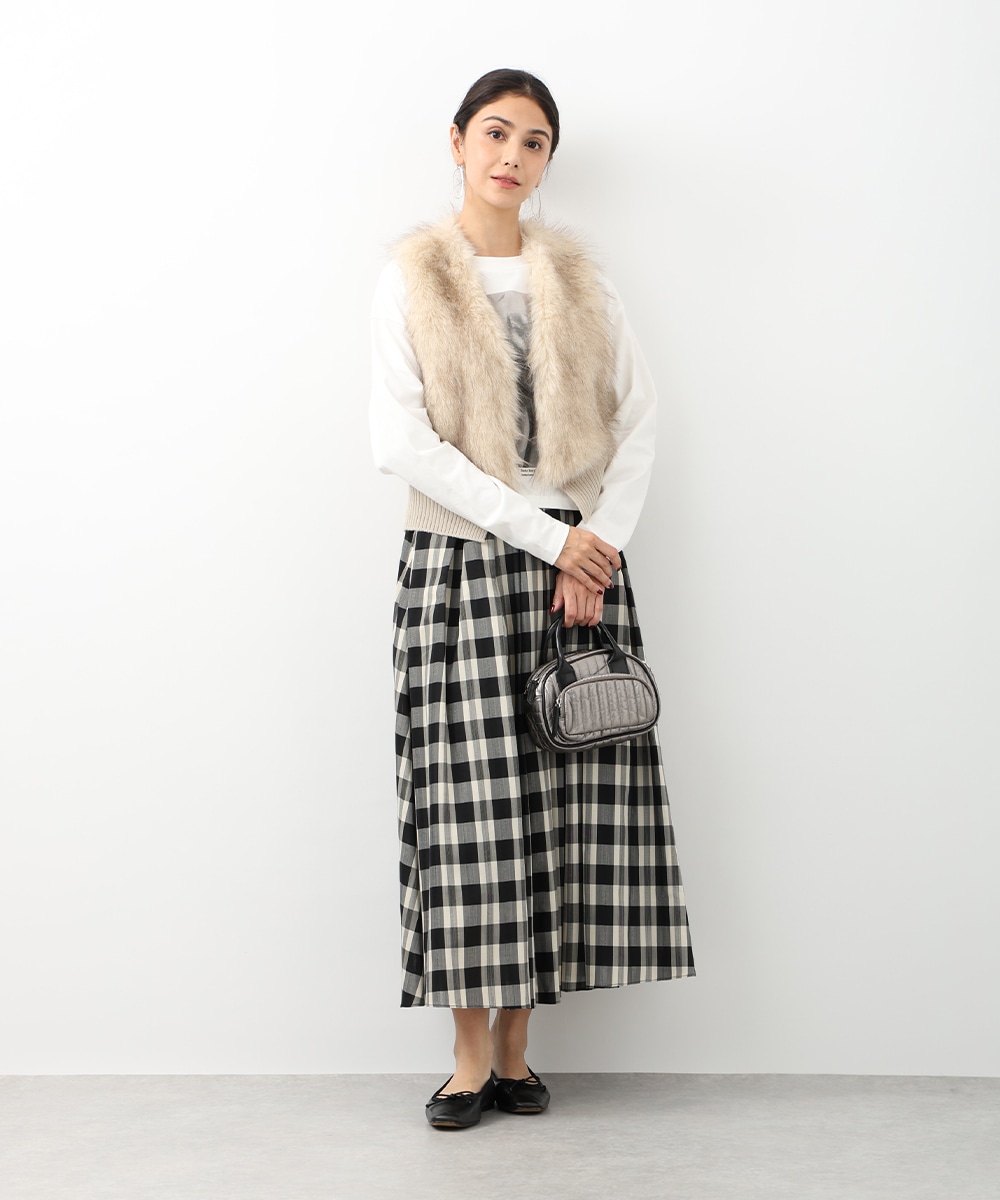 フェイクファー切り替えジレ