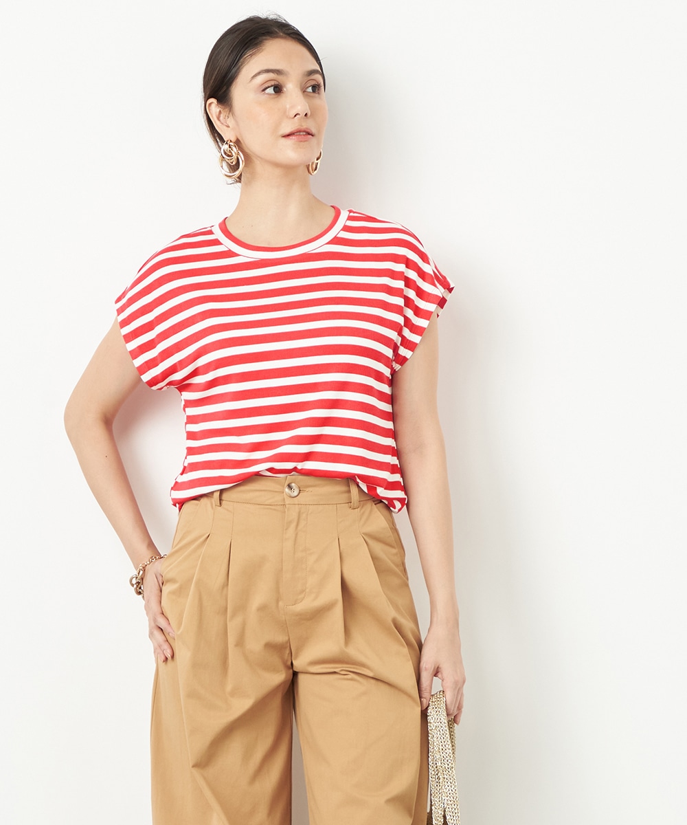  armoire capriceのフレンチスリーブボーダーＴシャツ