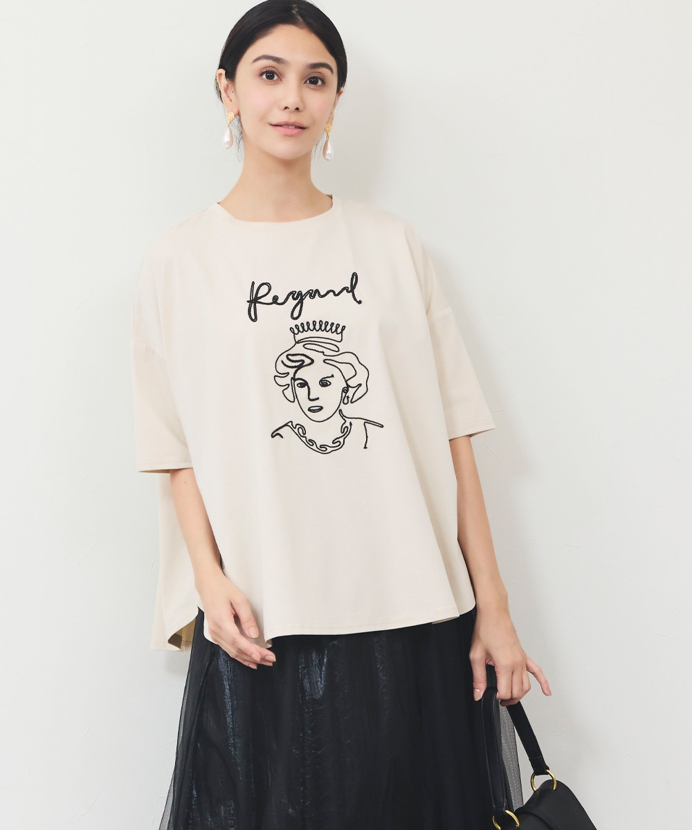  armoire capriceのコード刺繍Tシャツ