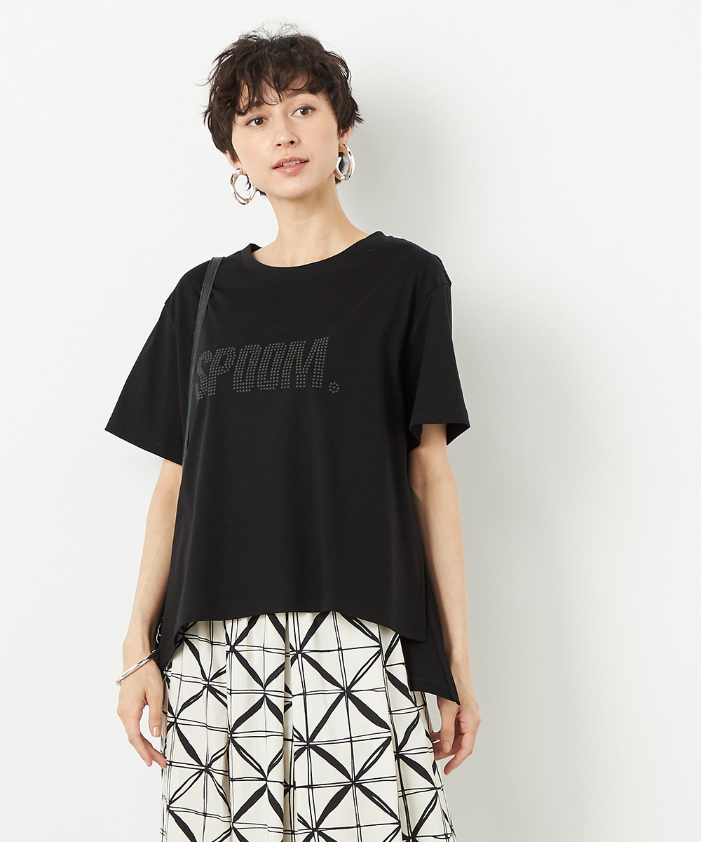  armoire capriceのイレギュラーヘムロゴＴシャツ