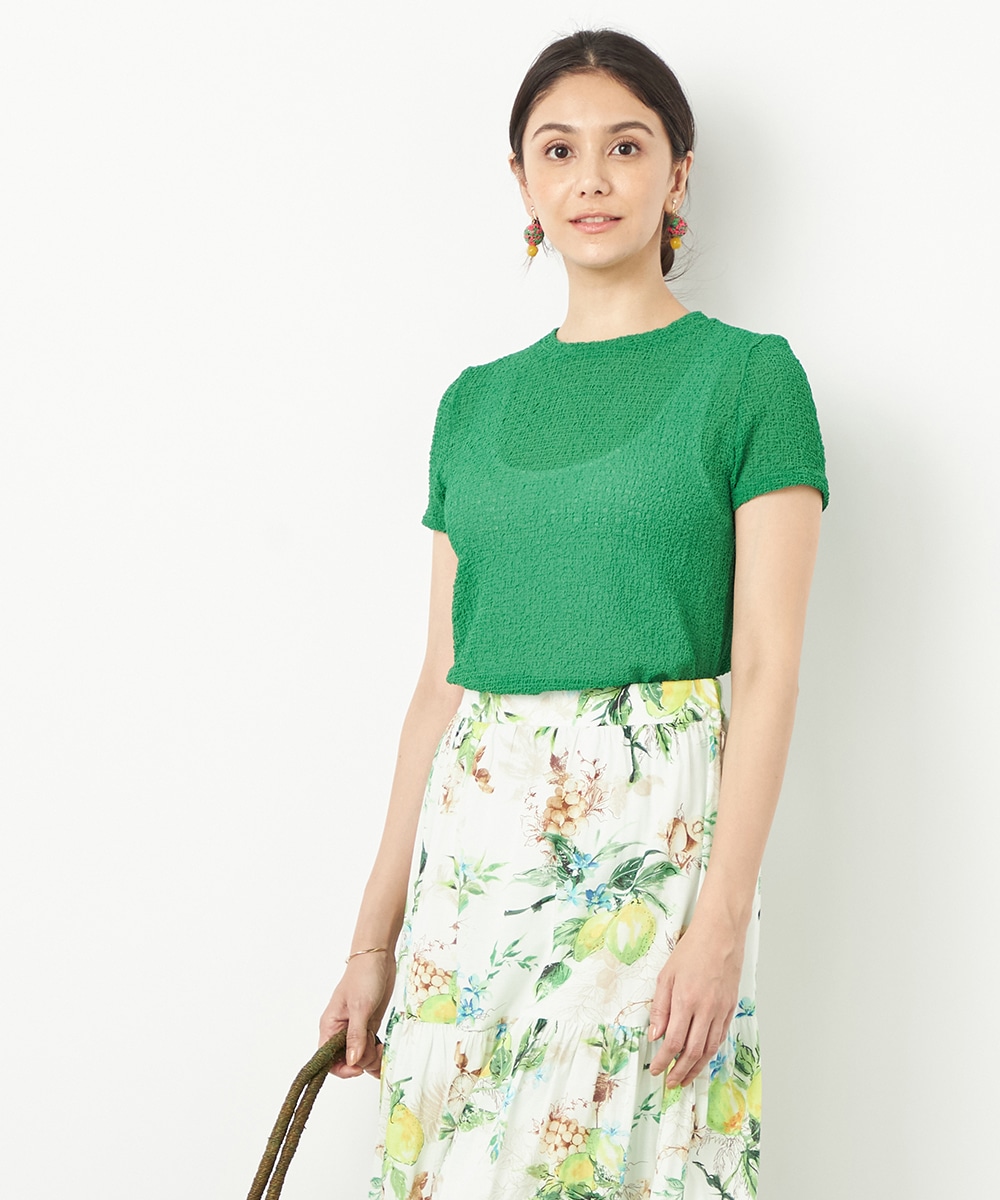  armoire capriceのシャーリングTシャツ