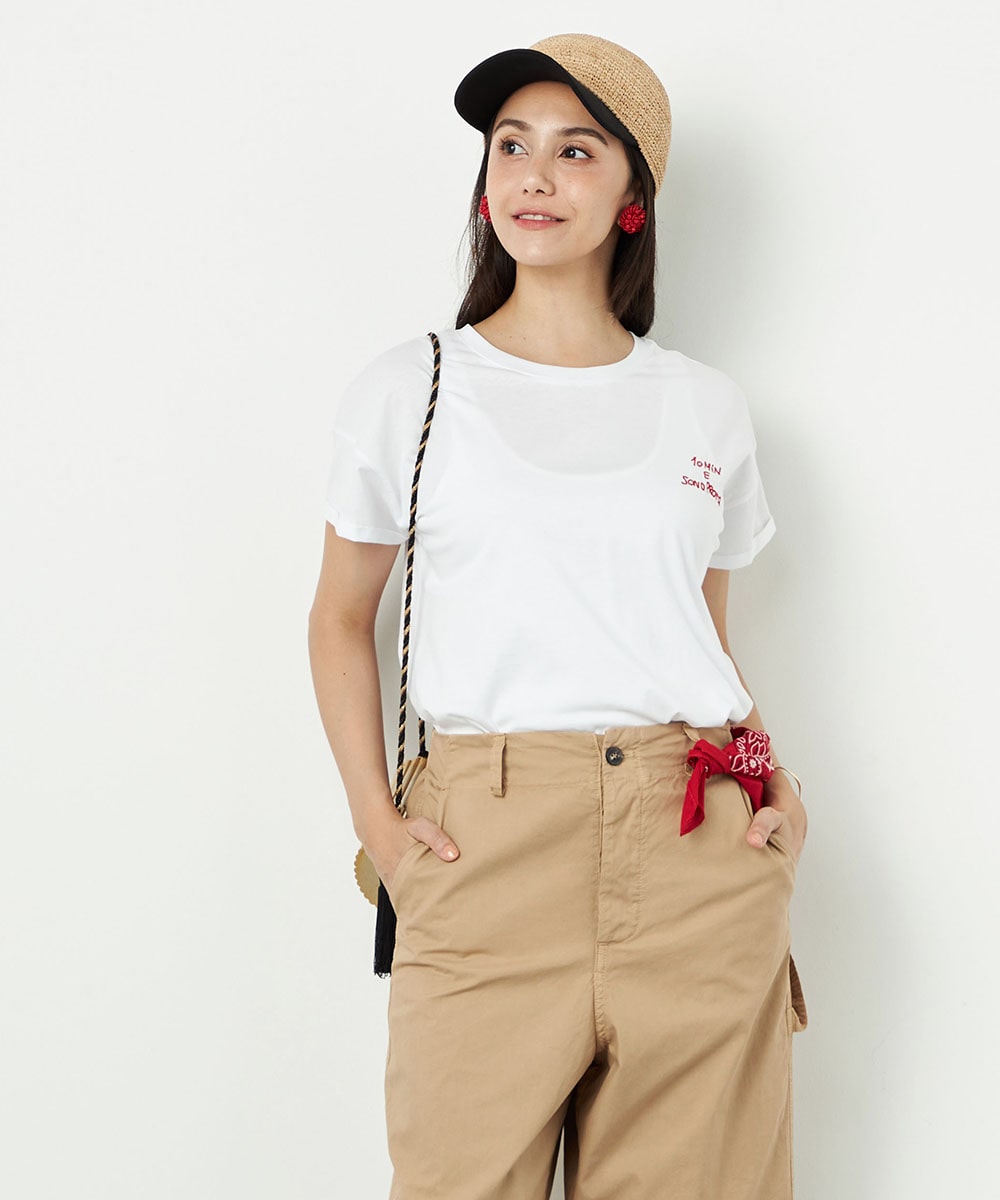  armoire capriceのレター刺繍Tシャツ