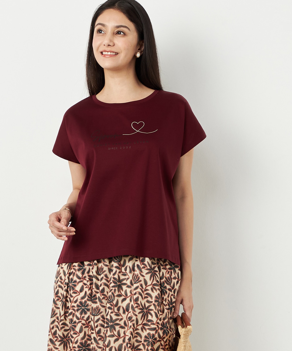  armoire capriceのハートプリントドルマンＴシャツ
