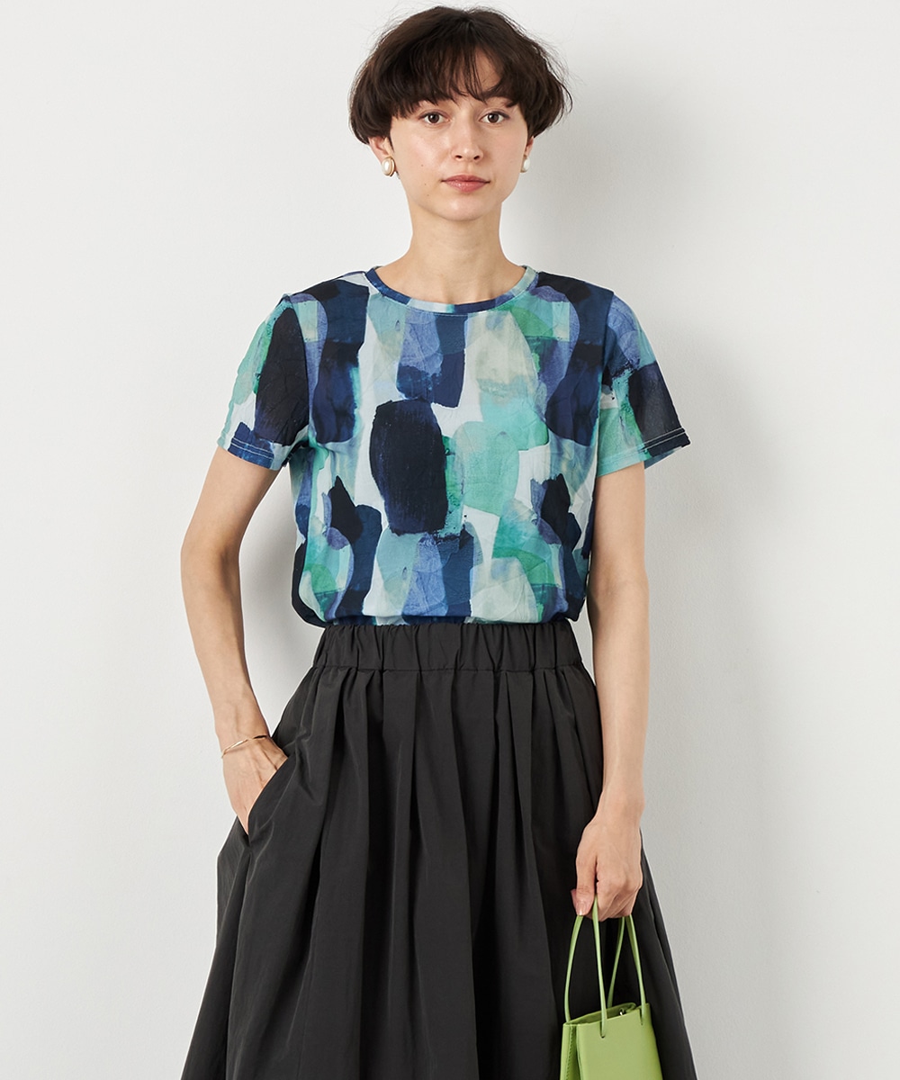  armoire capriceのぼかし幾何学柄プリントトップス