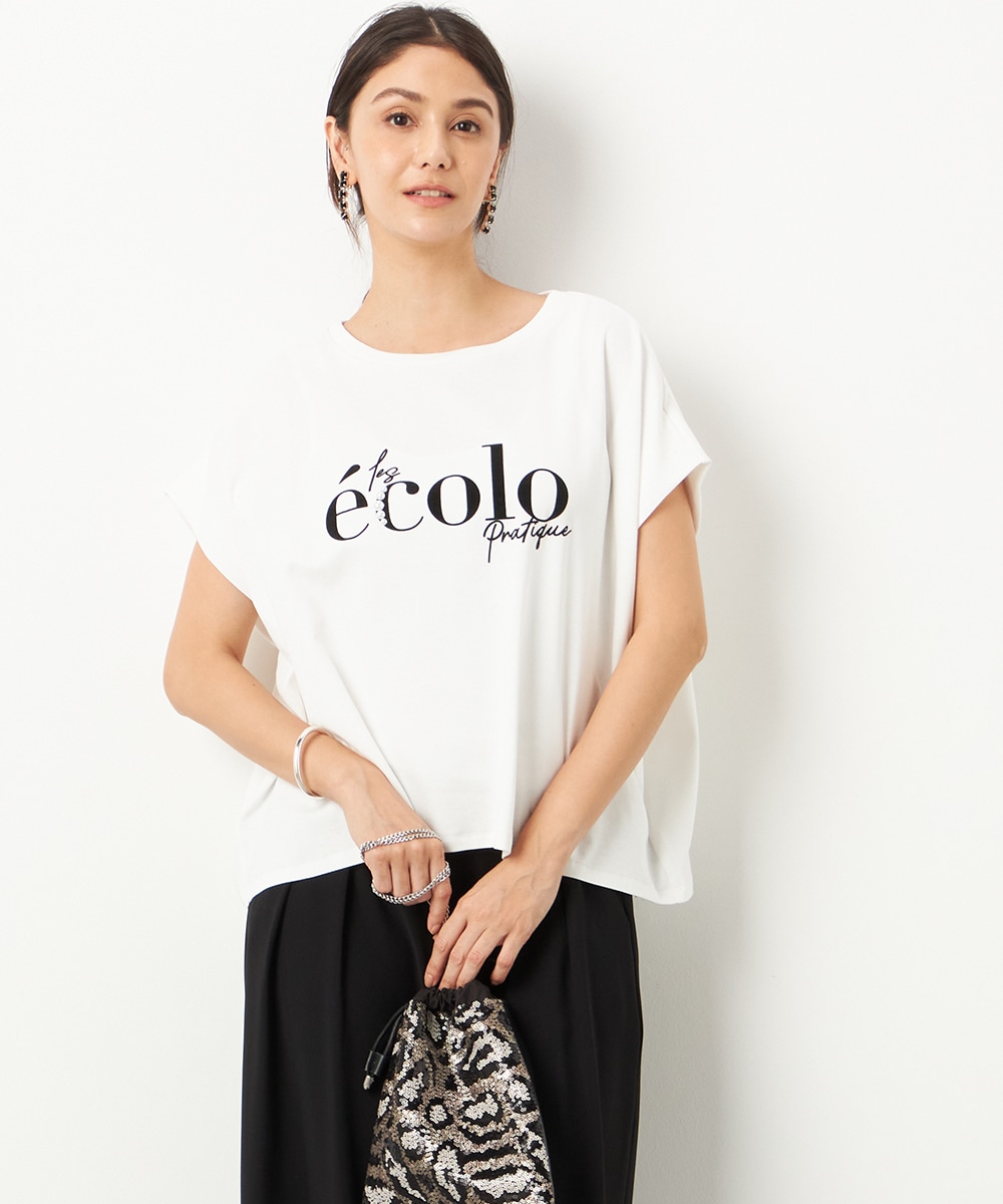  armoire capriceのパールロゴポンチョTシャツ