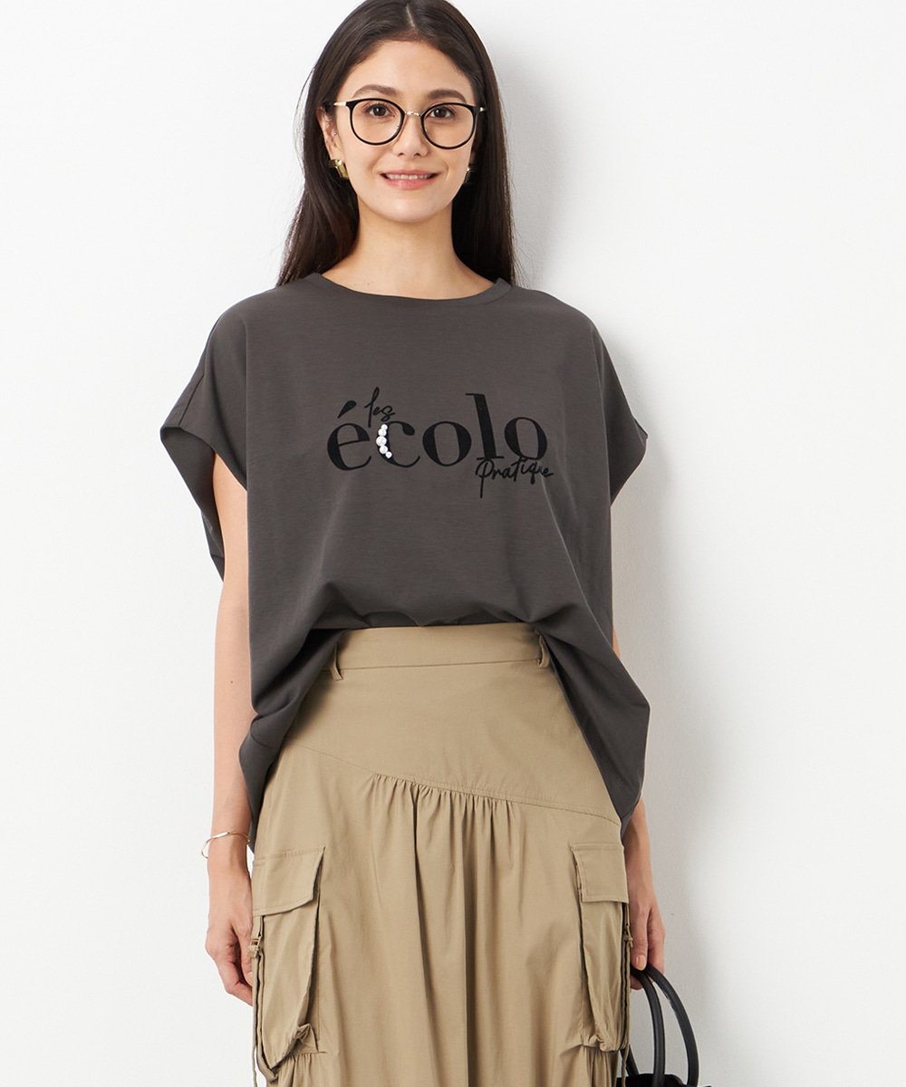  armoire capriceのパールロゴポンチョTシャツ