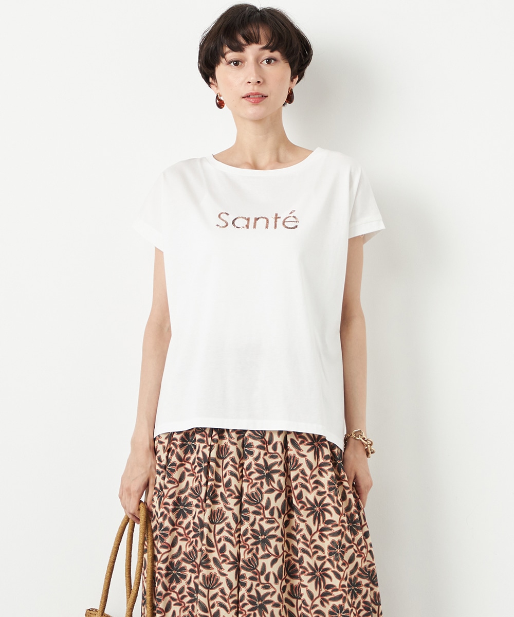  armoire capriceのスパンコールロゴTシャツ