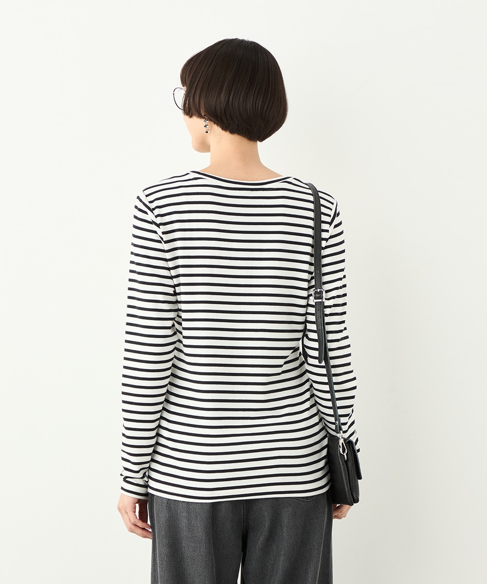 ハート刺繍ボーダーロングTシャツ