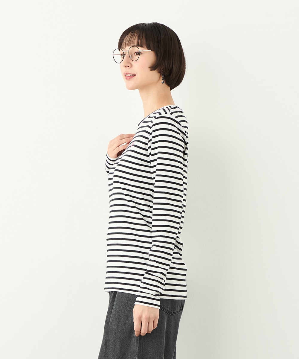 ハート刺繍ボーダーロングTシャツ