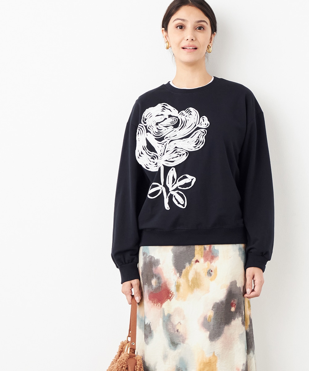  armoire capriceのフラワーモチーフスウェット