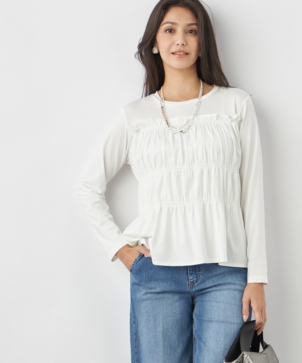  armoire capriceのシャーリングロングTシャツ