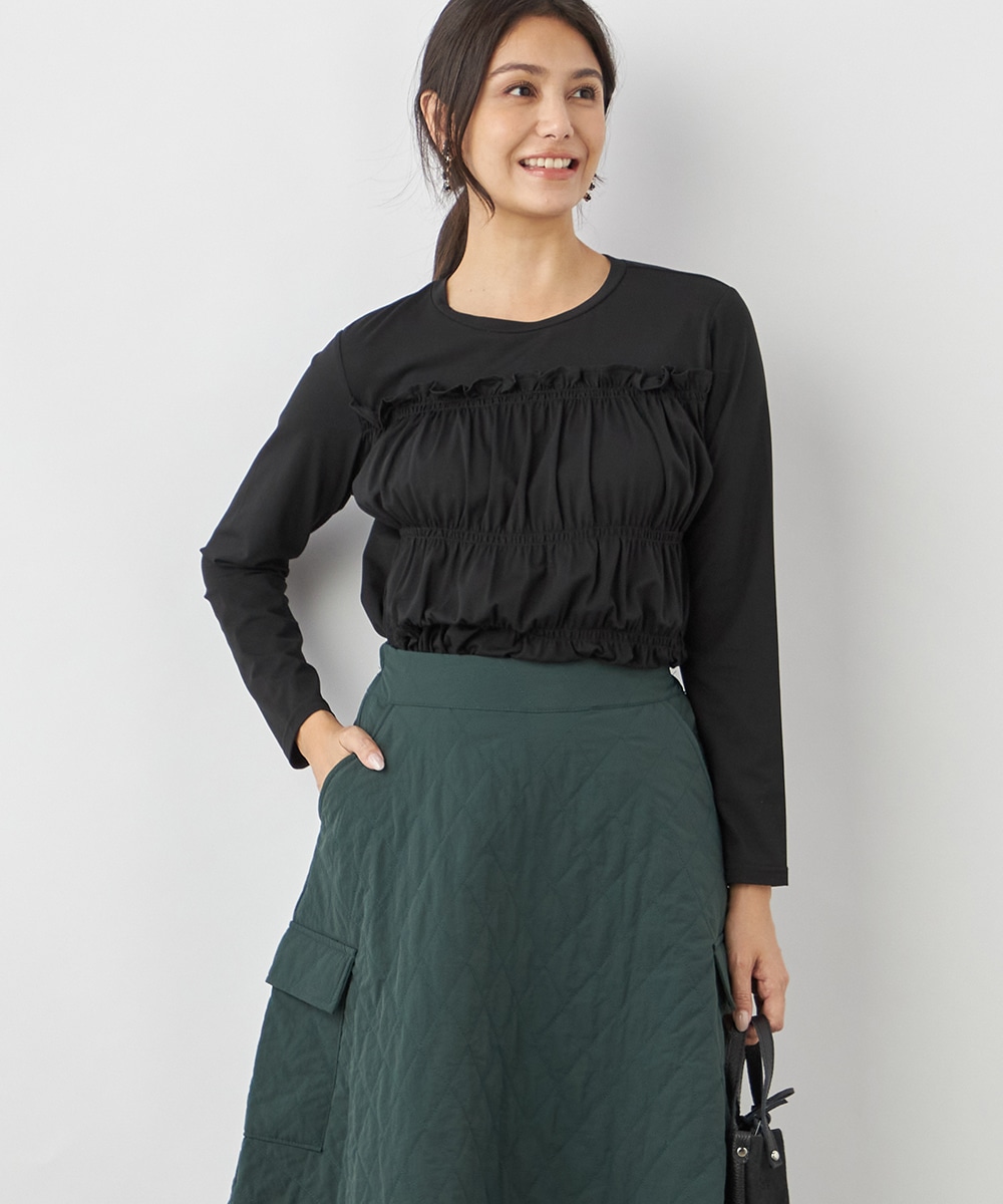  armoire capriceのシャーリングロングTシャツ