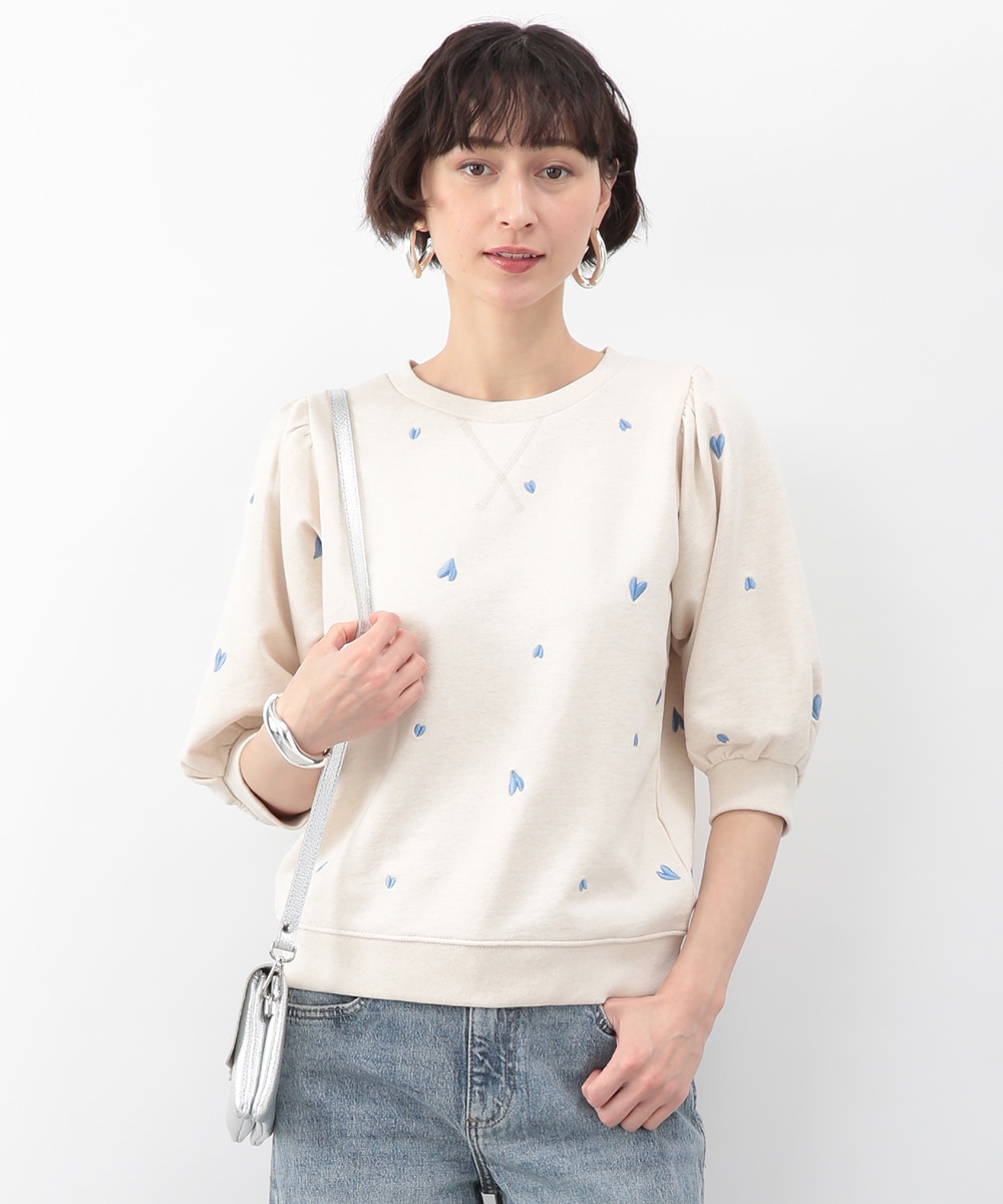ハート刺繍ショートスリーブスウェット