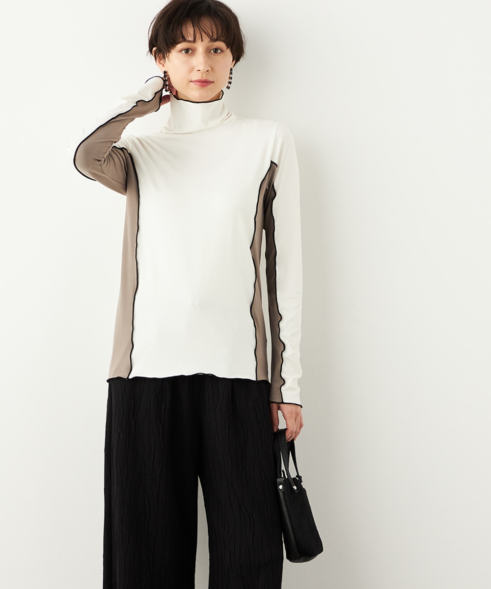 配色起毛タートル