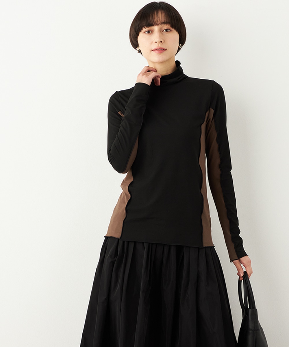 配色起毛タートル